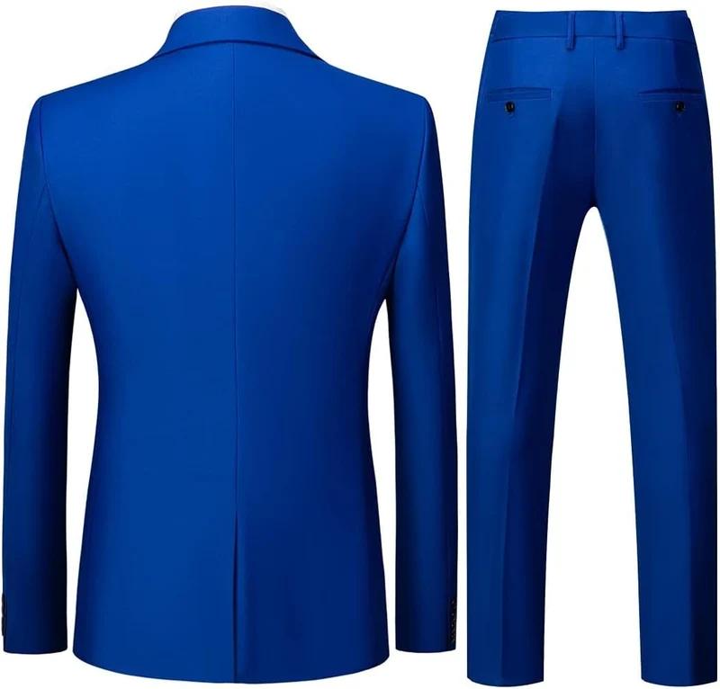KUDORO Herren Anzüge 3-teilig Zwei Knöpfe Sakko Weste Hose mit Krawatte L Blaues Juwel, L Blaues Juw
