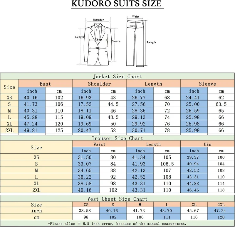 KUDORO Herren Anzüge Slim Fit 3-Teilig Paisley EIN Knöpfe Sakko Weste Hose S Silber1, S Silber1