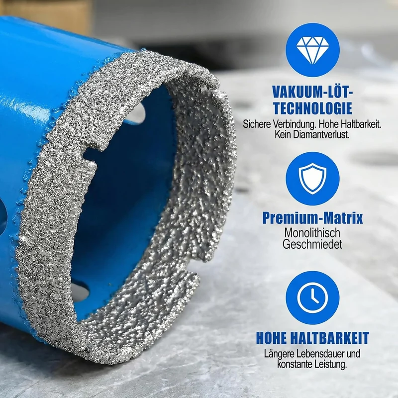 Diamant Fliesenbohrer Set 11 Stück 6-68mm Vakuum Gelötet Trockenbohren Porzellan Fliesen Keramik Gra