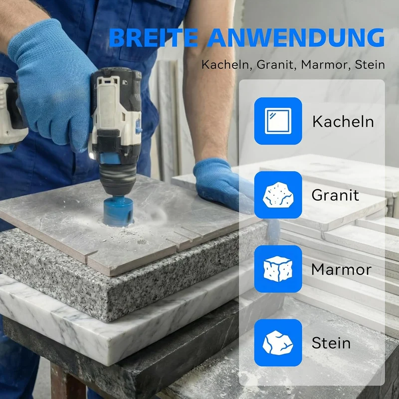 Diamant Fliesenbohrer Set 2 Stück 35 mm Vakuum Gelötet Trockenbohren Porzellan Fliesen Keramik Grani