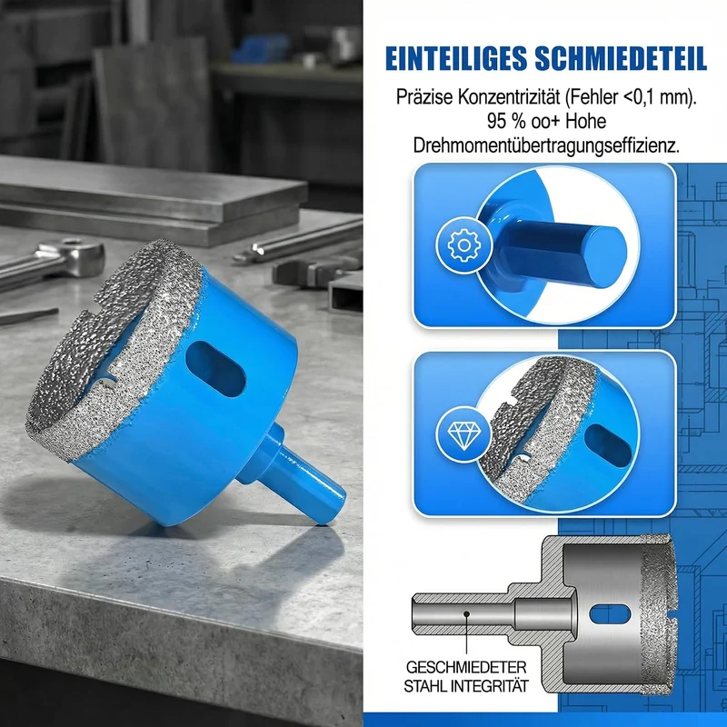 Diamant Fliesenbohrer Set 2 Stück 35 mm Vakuum Gelötet Trockenbohren Porzellan Fliesen Keramik Grani