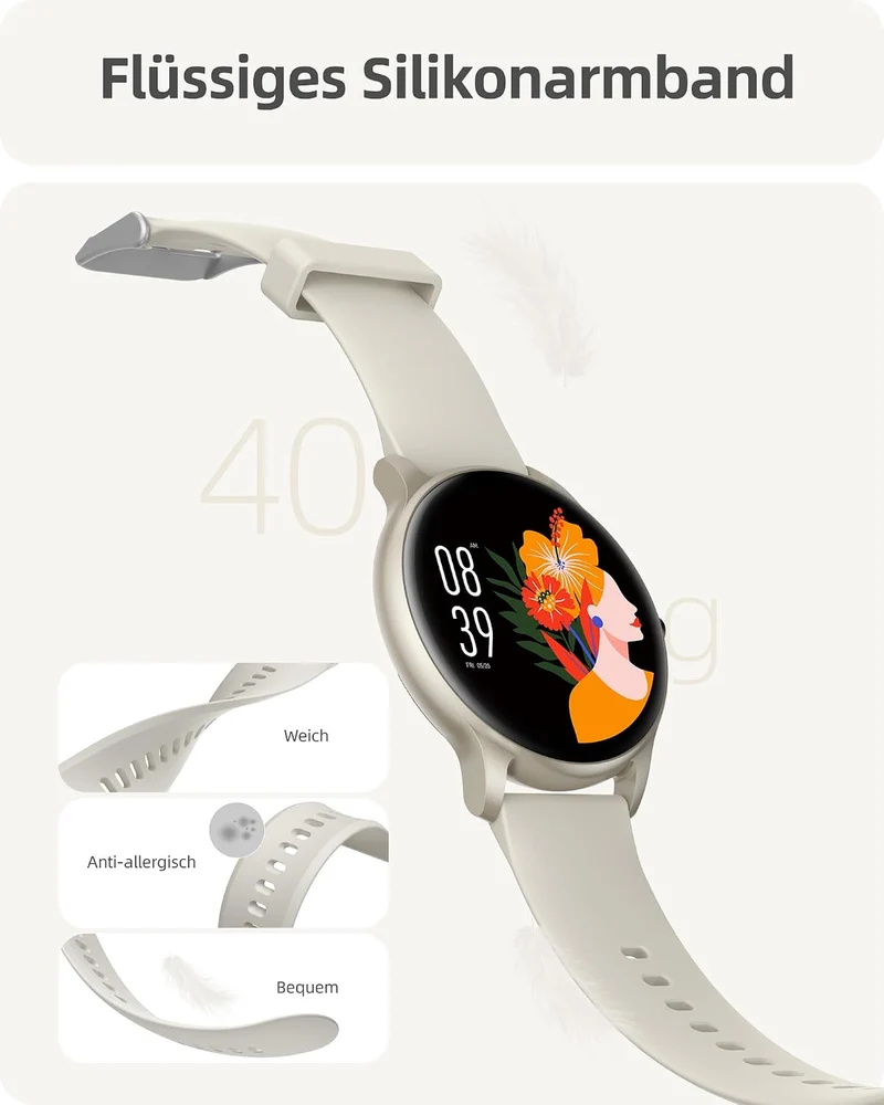 Parsonver Smartwatch Herren Damen mit Telefonfunktion, Leichte Fitnessuhr Sternsilber, Sternsilber