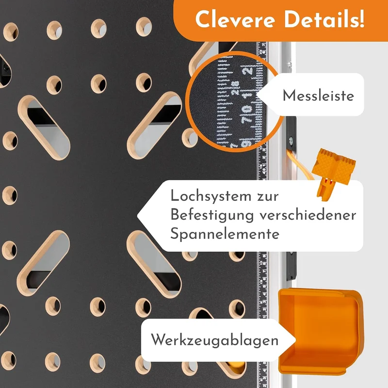 Lemodo Mobile Werkbank, klappbar, höhenverstellbar, 454 kg Tragkraft Alu/Holz, Alu/Holz