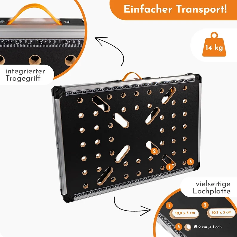 Lemodo Mobile Werkbank, klappbar, höhenverstellbar, 454 kg Tragkraft Alu/Holz, Alu/Holz