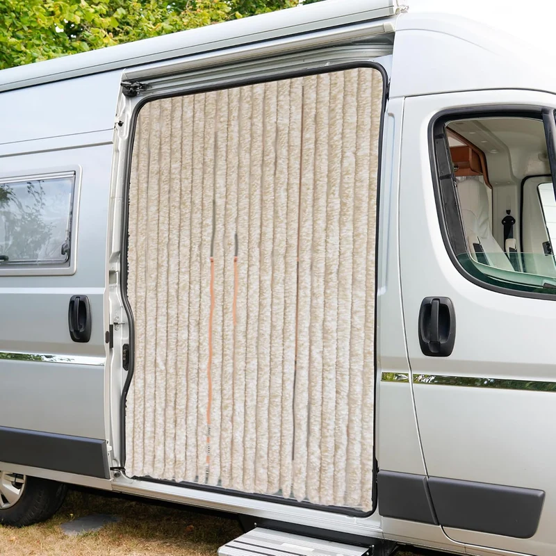 LEMODO Türvorhang Wohnwagen, Flauschvorhang 90x200 cm, Camping Vorhang als Fliegengitter für die Tür