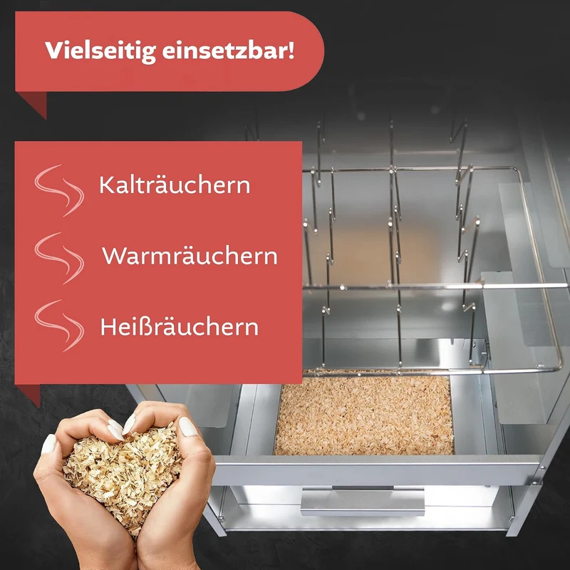 Lemodo Räucherofen 110 cm Edelstahl mit Kaltrauchgenerator – Räucherschrank mit Räucherschnecke, Sic