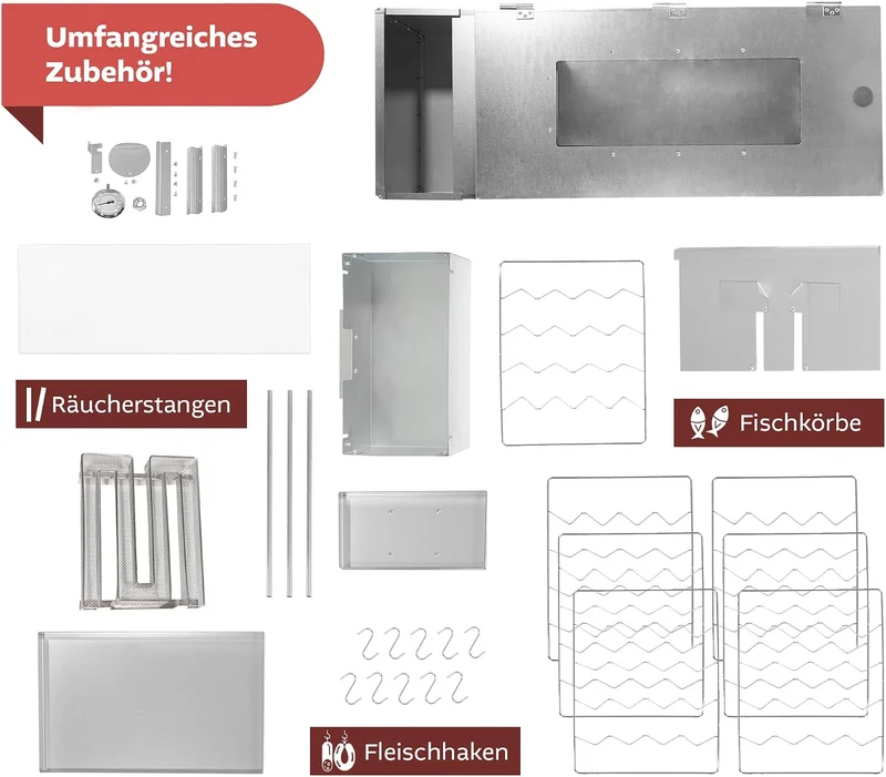 Lemodo Räucherofen 110 cm Edelstahl mit Kaltrauchgenerator – Räucherschrank mit Räucherschnecke, Sic