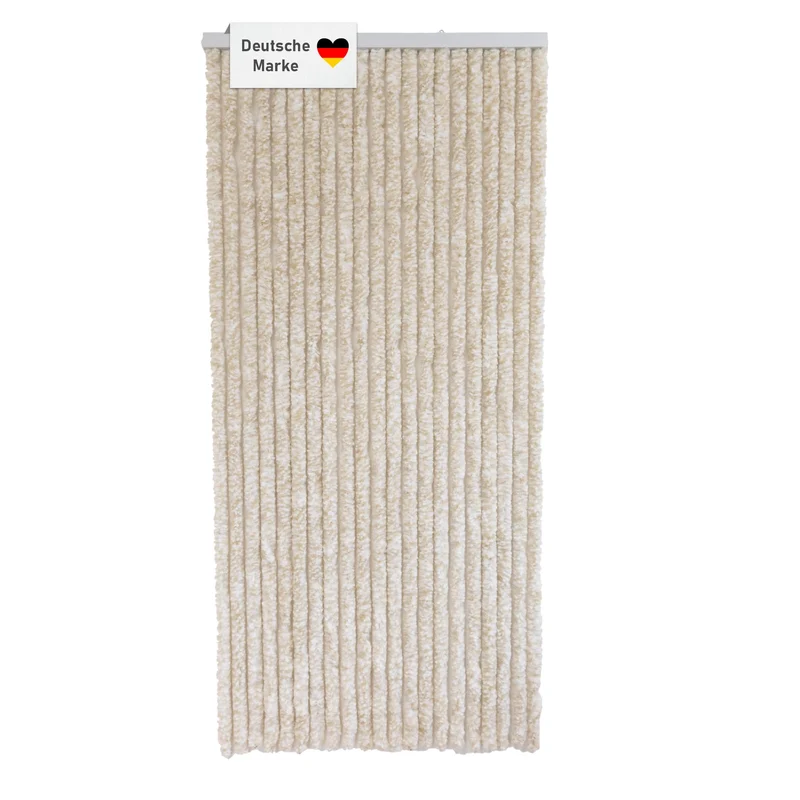 Lemodo Türvorhang Wohnwagen, Flauschvorhang beige/weiss meliert 90x200 cm, Camping Vorhang als Flieg