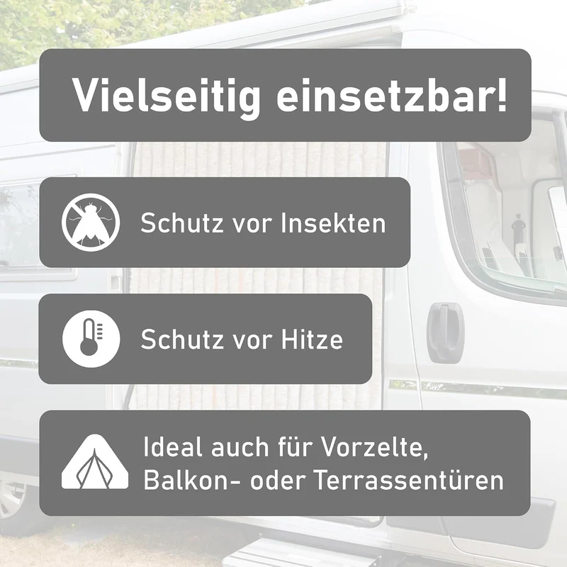 Lemodo Türvorhang Wohnwagen, Flauschvorhang beige/weiss meliert 90x200 cm, Camping Vorhang als Flieg