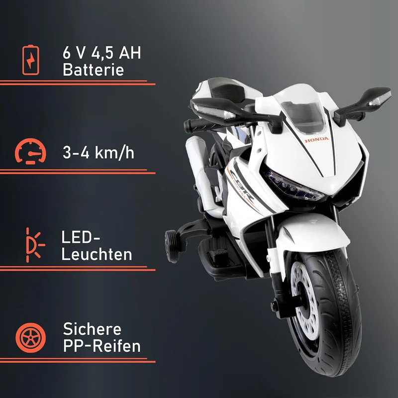 LEMODO Elektro-Motorrad mit Licht und Sound | Kindermotorrad mit abnehmbaren Stützrädern | Elektro M