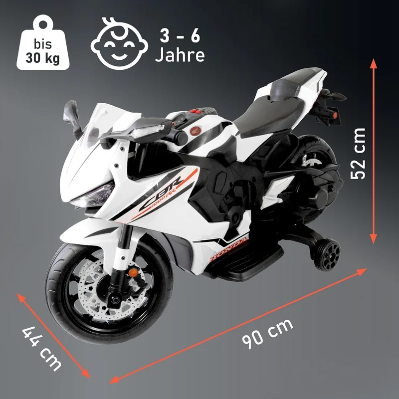 LEMODO Elektro-Motorrad mit Licht und Sound | Kindermotorrad mit abnehmbaren Stützrädern | Elektro M
