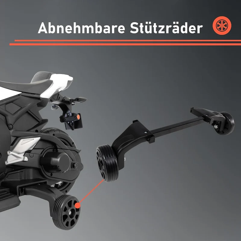 LEMODO Elektro-Motorrad mit Licht und Sound | Kindermotorrad mit abnehmbaren Stützrädern | Elektro M