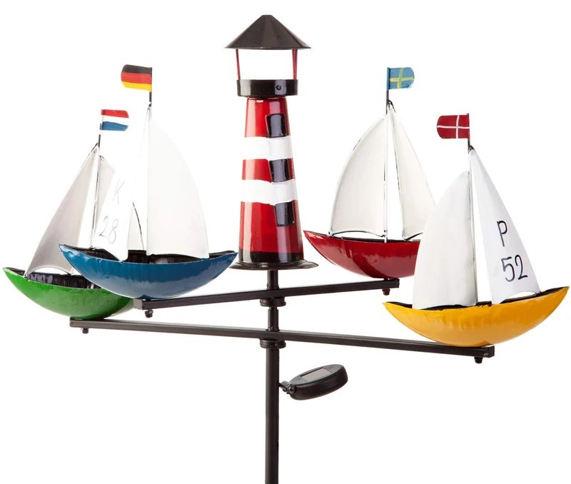 XL Windspiel Schiffskarussell Regatta mit Solar gross dekorativ