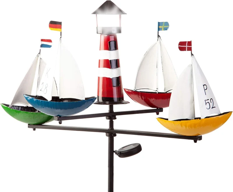 XL Windspiel Schiffskarussell Regatta mit Solar gross dekorativ
