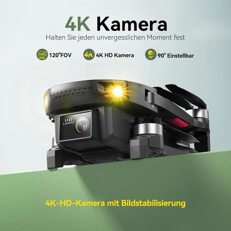 H867 Drohne mit Kamera 4K für Erwachsene und Anfänger, Bürstenloser Motor Schwarz Standard, Schwarz