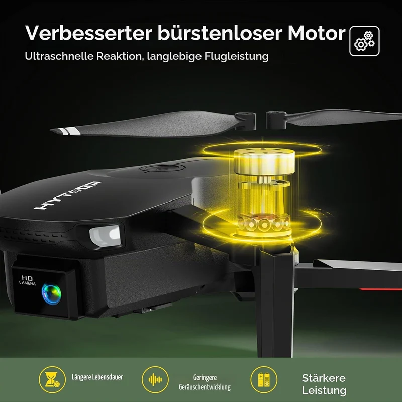 H867 Drohne mit Kamera 4K für Erwachsene und Anfänger, Bürstenloser Motor Schwarz Standard, Schwarz