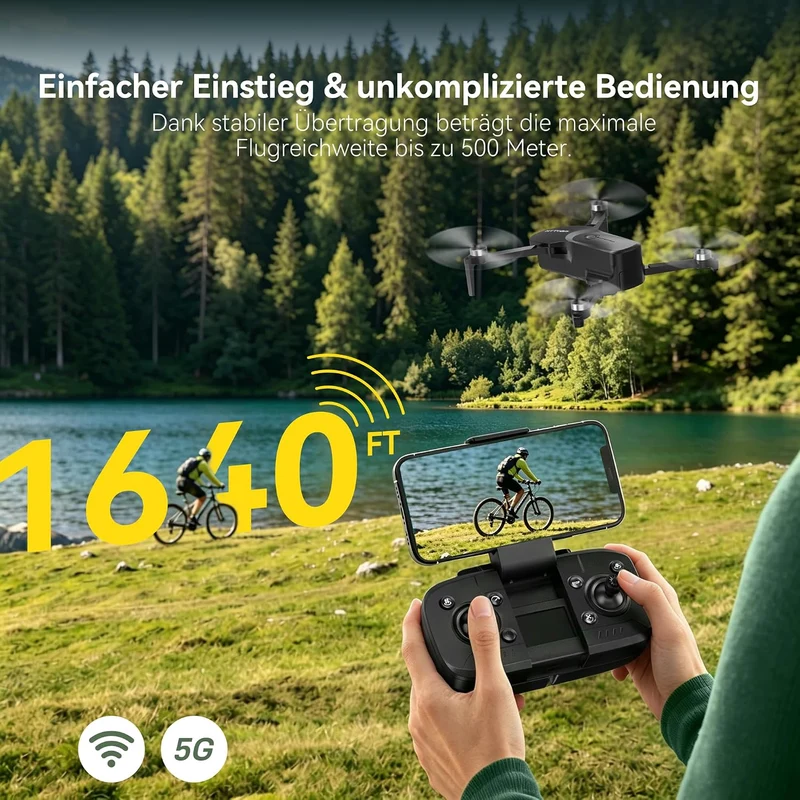 H867 Drohne mit Kamera 4K für Erwachsene und Anfänger, Bürstenloser Motor Schwarz Standard, Schwarz