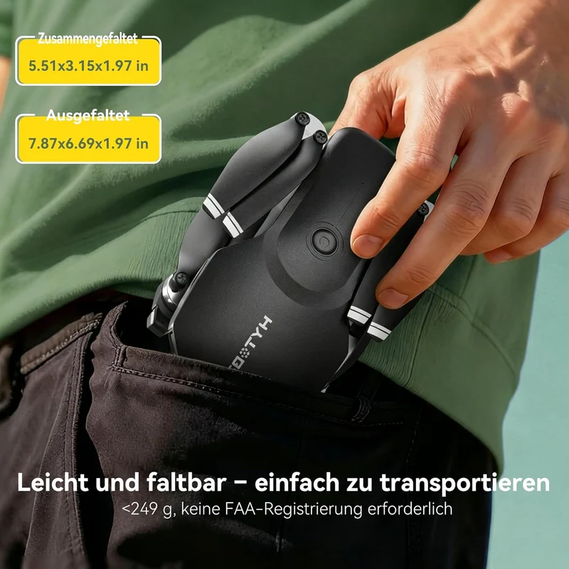H867 Drohne mit Kamera 4K für Erwachsene und Anfänger, Bürstenloser Motor Schwarz Standard, Schwarz