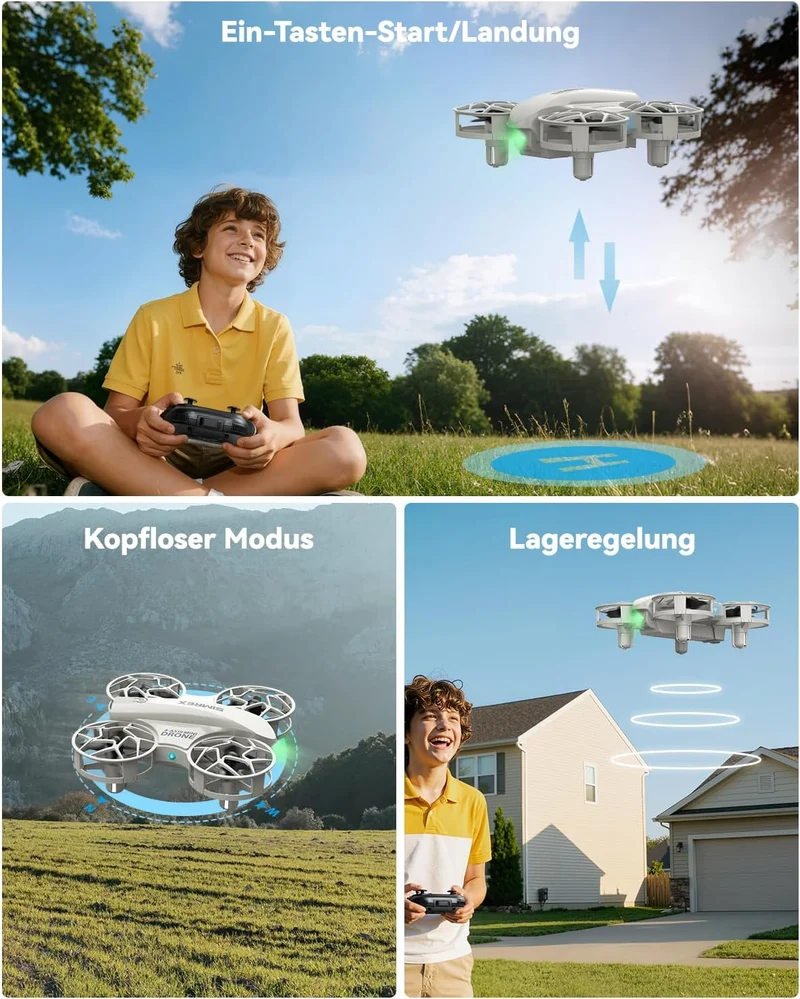 SIMREX Mini Drohne für Kinder, Anfänger, RC Flugzeug Spielzeug, mit Höhenhaltung, 3 Geschwindigkeite