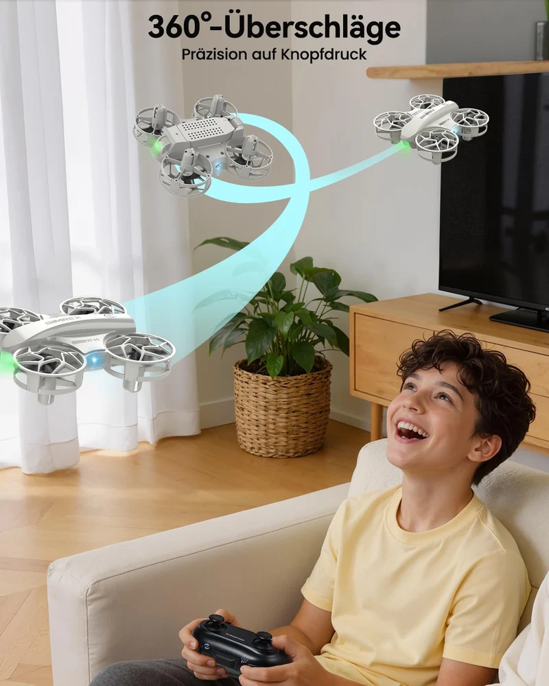 SIMREX Mini Drohne für Kinder, Anfänger, RC Flugzeug Spielzeug, mit Höhenhaltung, 3 Geschwindigkeite