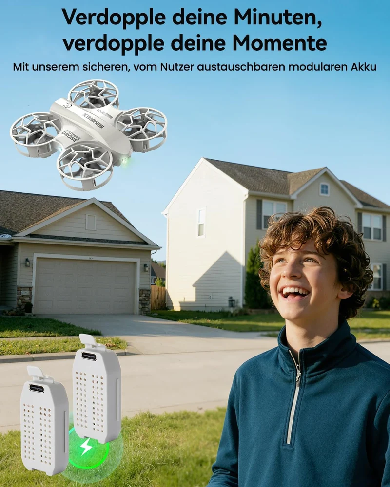SIMREX Mini Drohne für Kinder, Anfänger, RC Flugzeug Spielzeug, mit Höhenhaltung, 3 Geschwindigkeite