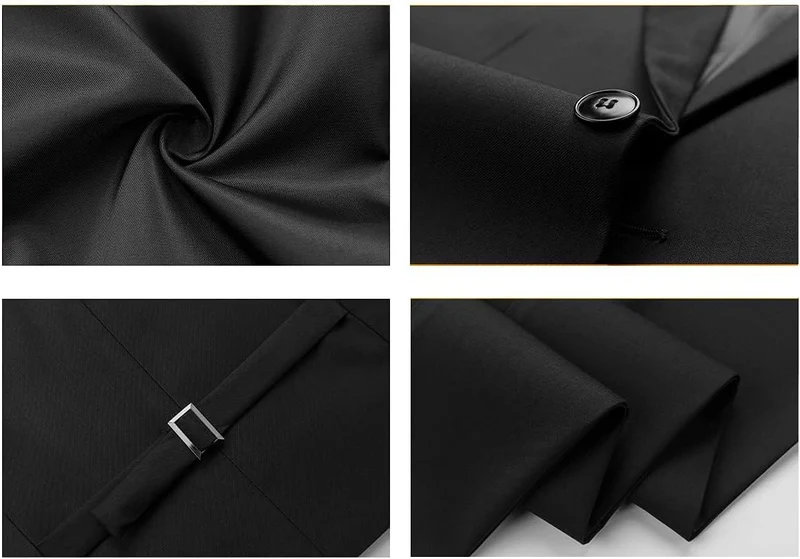KUDORO Herren Anzüge 3-Teilig Slim Fit Zwei Knöpfe Formell Sakko Weste Hose XL Schwarz1, XL Schwarz1
