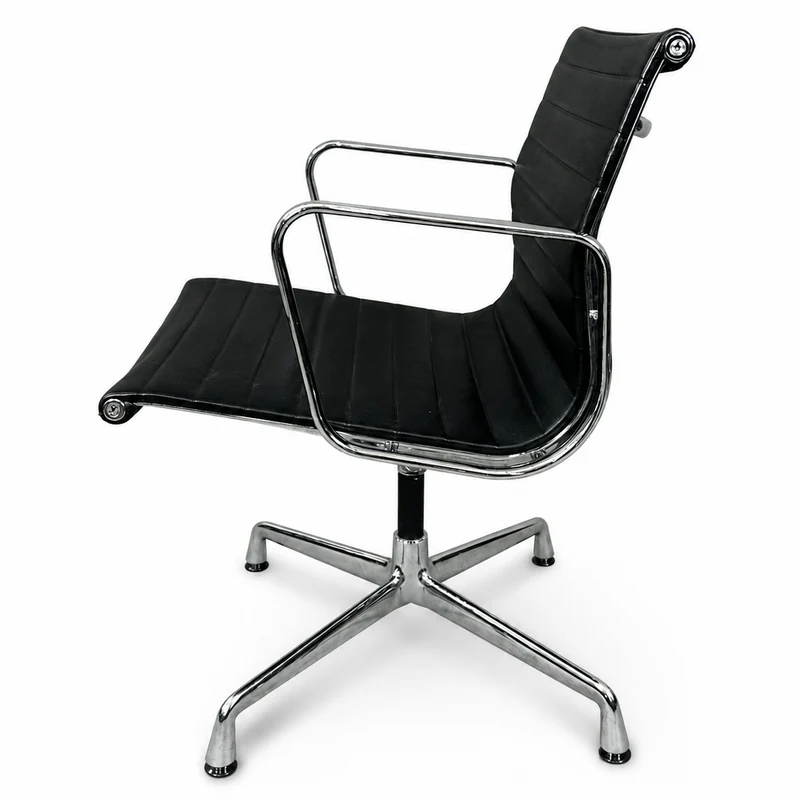 Vitra EA 108 Leder schwarz Chrom