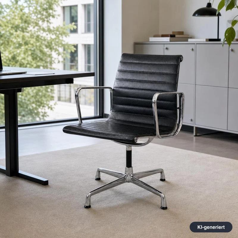 Vitra EA 108 Leder schwarz Chrom
