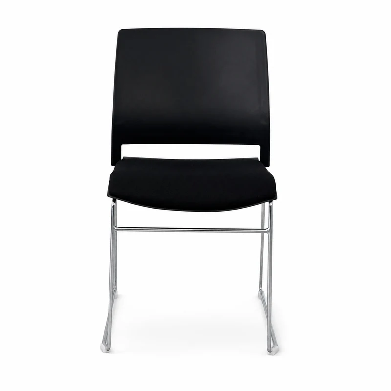 Stapelstuhl schwarz/Chrom gepolstert