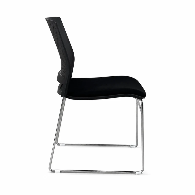 Stapelstuhl schwarz/Chrom gepolstert