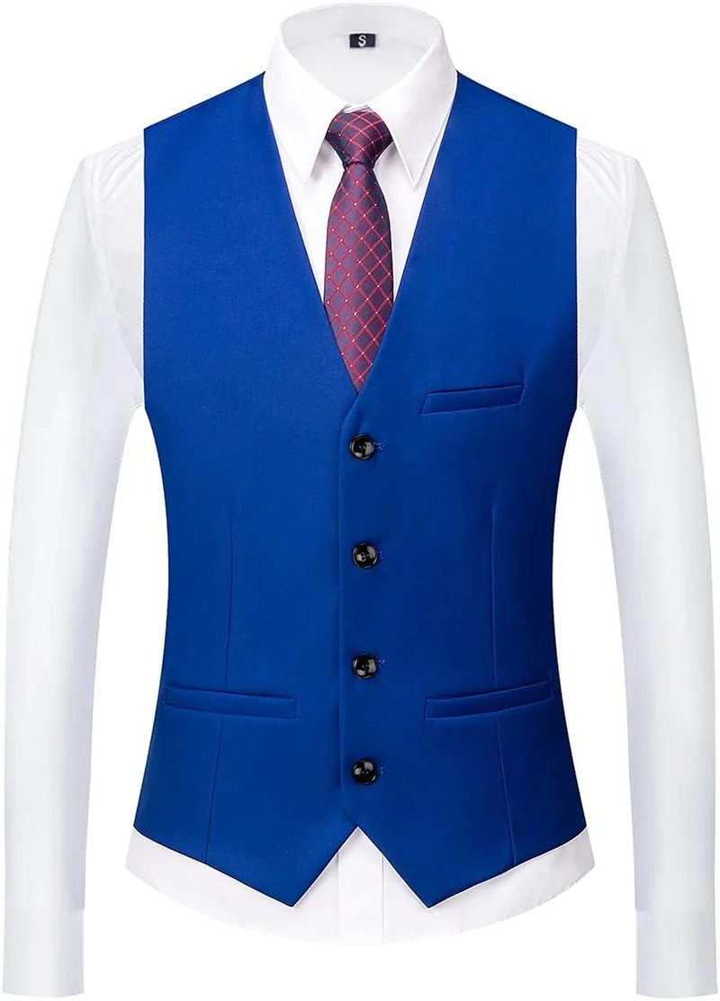 KUDORO Herren Anzüge 3-Teilig Slim Fit Zwei Knöpfe Formell Sakko Weste Hose XS Blaues Juwel1, XS Bla