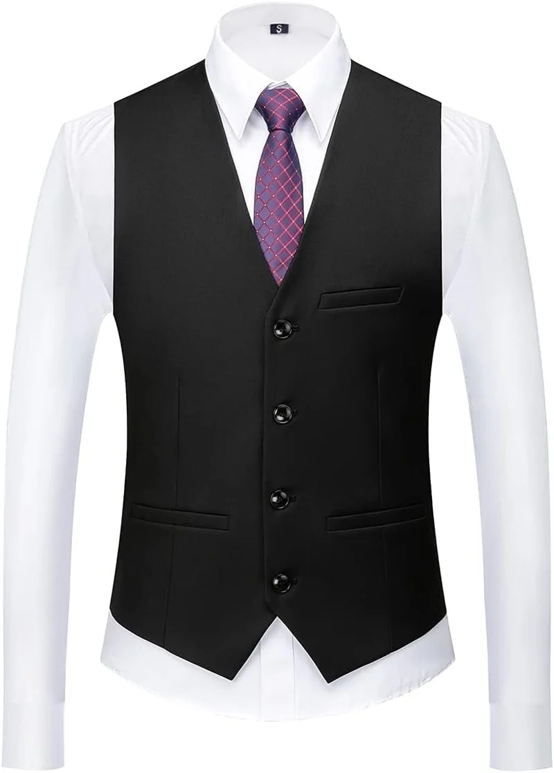 KUDORO Herren Anzüge 3-teilig Slim Fit Eine Knöpfe Sakko Weste Hose 3XL Schwarz1, 3XL Schwarz1