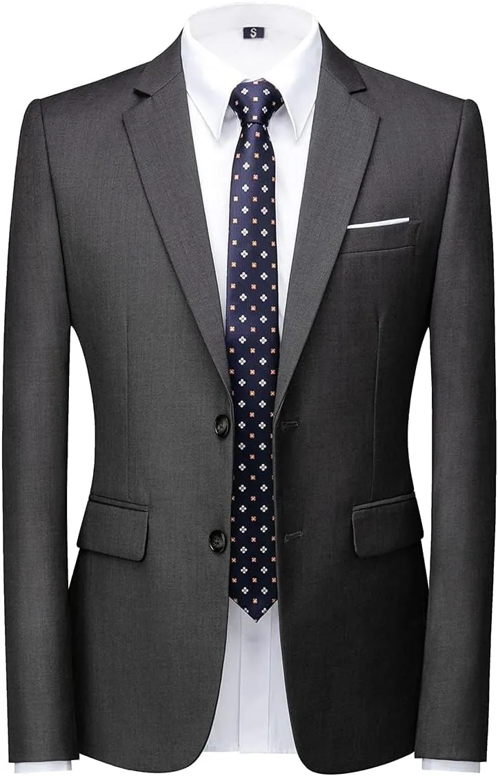 KUDORO Herren Anzüge 3-Teilig Slim Fit Zwei Knöpfe Formell Sakko Weste Hose XL Dunkelgrau1, XL Dunke