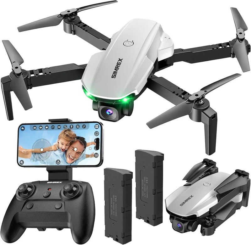 SIMREX Drohne mit Kamera 1080P für Kinder, Anfänger, Faltbarer Mini Quadrocopter mit Höhenhaltung, O