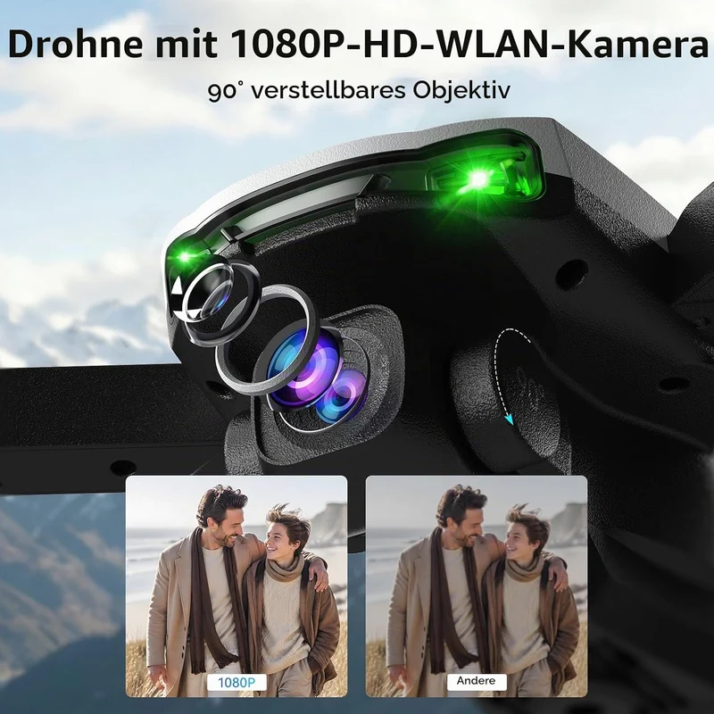 SIMREX Drohne mit Kamera 1080P für Kinder, Anfänger, Faltbarer Mini Quadrocopter mit Höhenhaltung, O