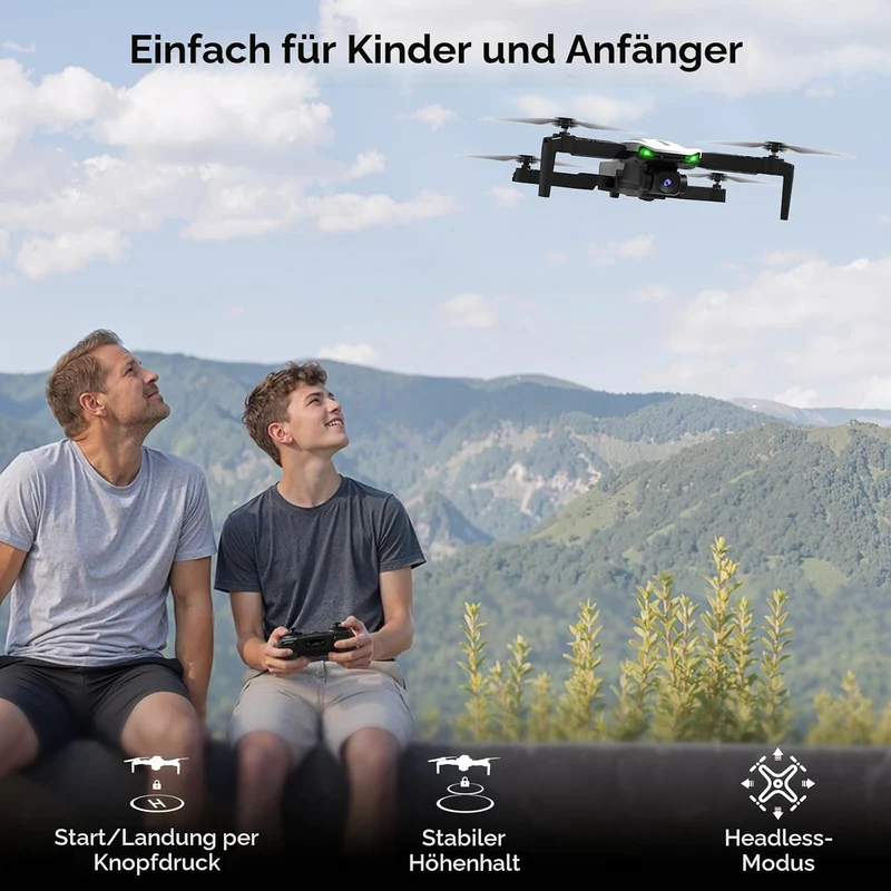 SIMREX Drohne mit Kamera 1080P für Kinder, Anfänger, Faltbarer Mini Quadrocopter mit Höhenhaltung, O