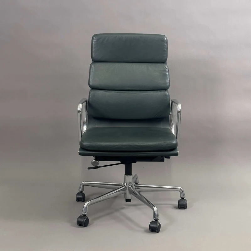 Vitra EA 219 Leder dunkelgrün Alu poliert