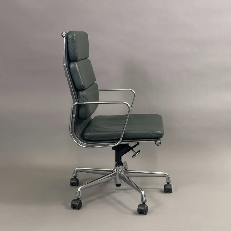 Vitra EA 219 Leder dunkelgrün Alu poliert