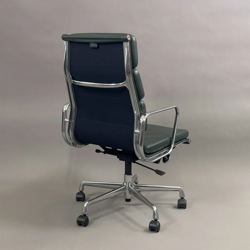 Vitra EA 219 Leder dunkelgrün Alu poliert