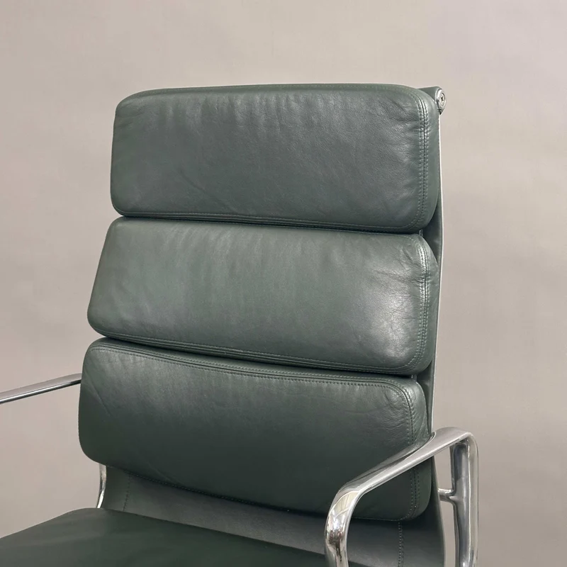 Vitra EA 219 Leder dunkelgrün Alu poliert