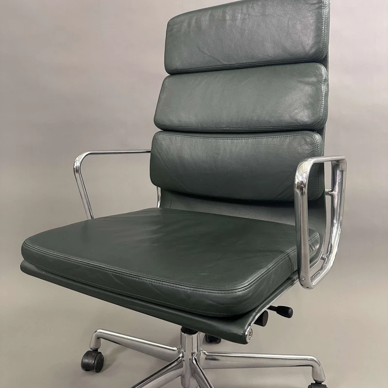 Vitra EA 219 Leder dunkelgrün Alu poliert