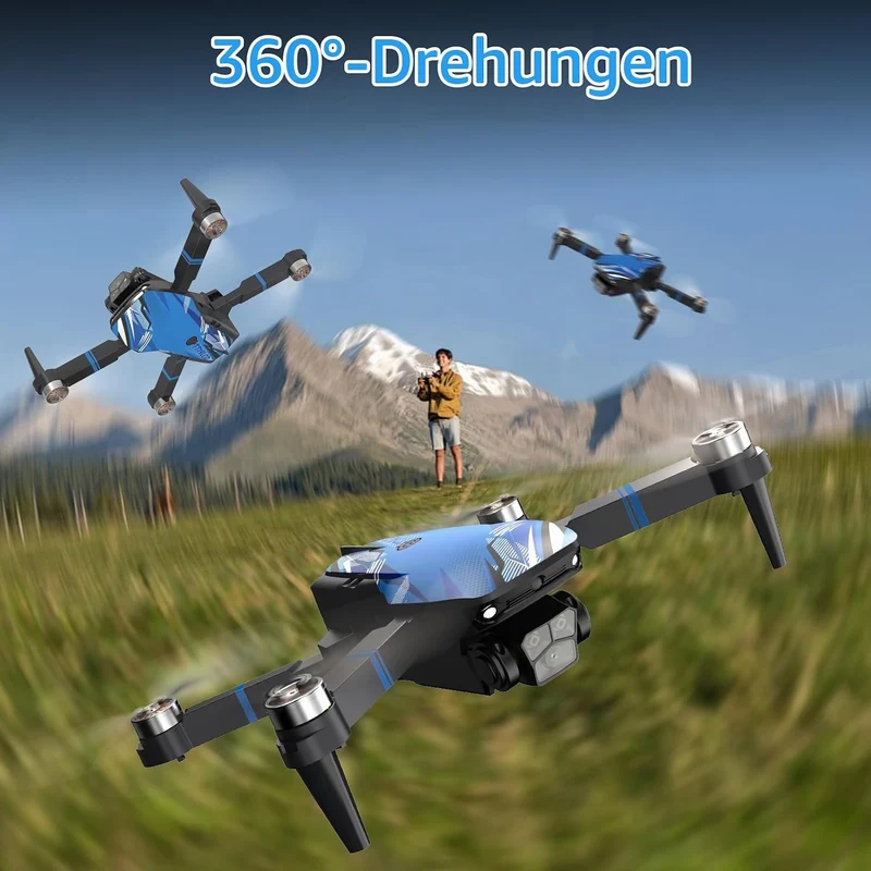 Drohne mit Kamera RC LCD Bildschirm FPV live Video, Drohne für Kinder mit Bürstenlosem Motor, 270°-H
