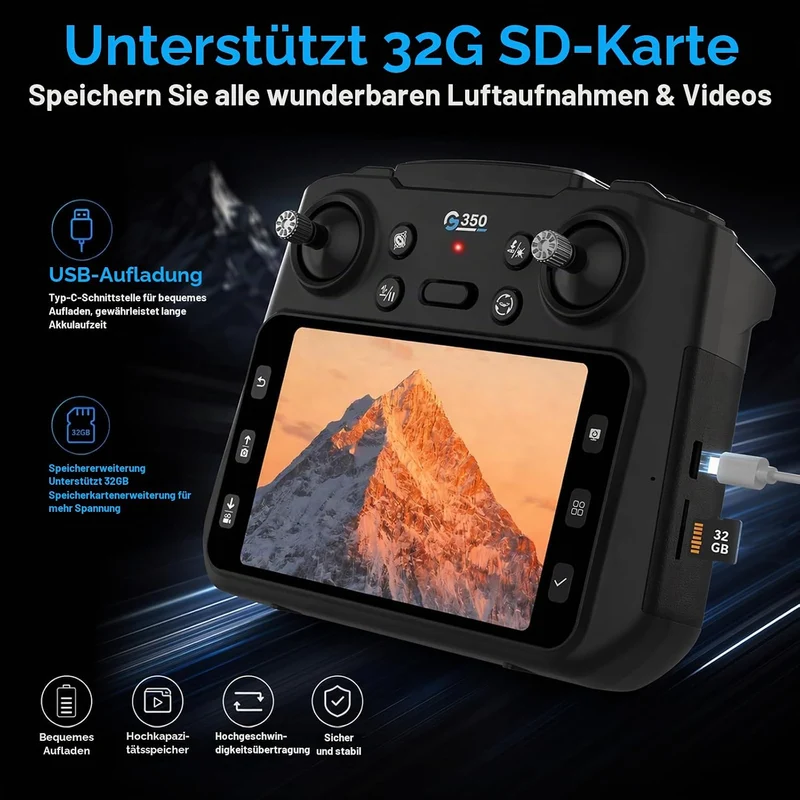 Drohne mit Kamera, 4,5″ LCD Bildschirm auf der Fernbedienung, Drohne mit Bildschirm, FPV-Drohnen mit