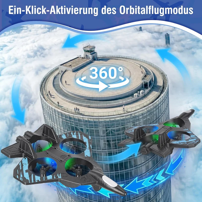 Mini Drohne für Anfänger, ferngesteuerter Quadrocopter mit 2 Akkus Schwarz, Schwarz