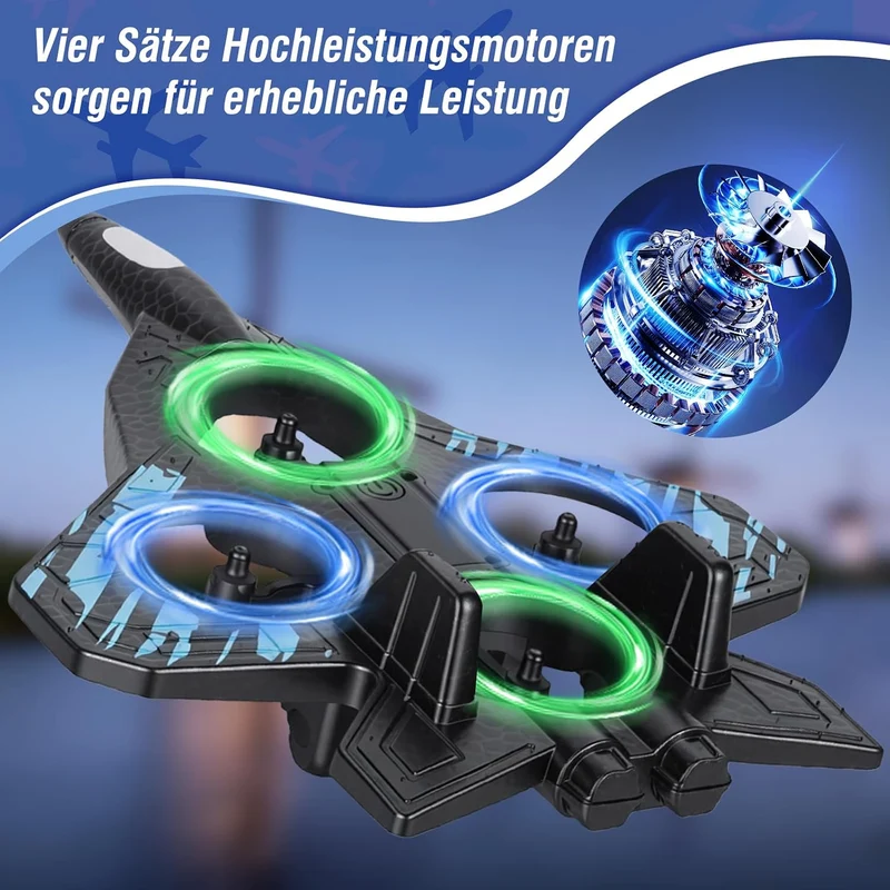 Mini Drohne für Anfänger, ferngesteuerter Quadrocopter mit 2 Akkus Schwarz, Schwarz