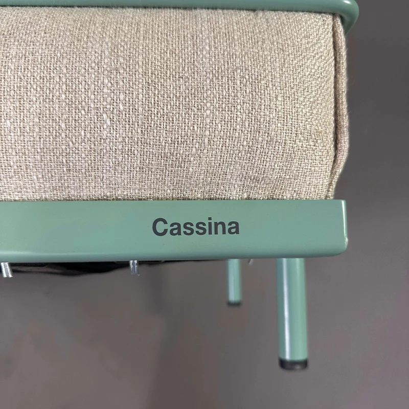 Cassina LC2 Sessel Stoff Leinen beige Gestell türkis