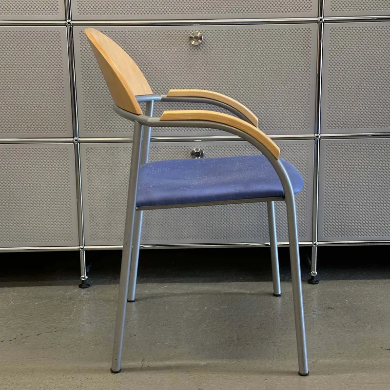 Stapelstuhl Buche/Blau/Silber