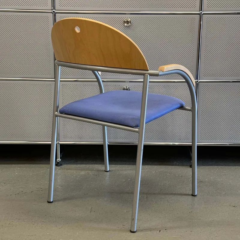 Stapelstuhl Buche/Blau/Silber
