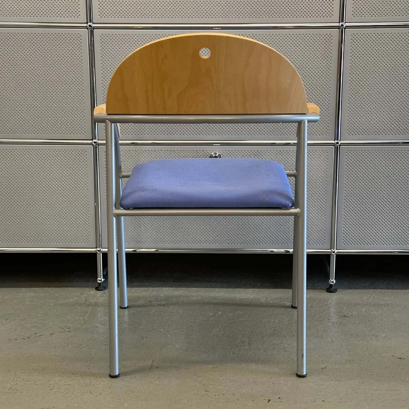 Stapelstuhl Buche/Blau/Silber