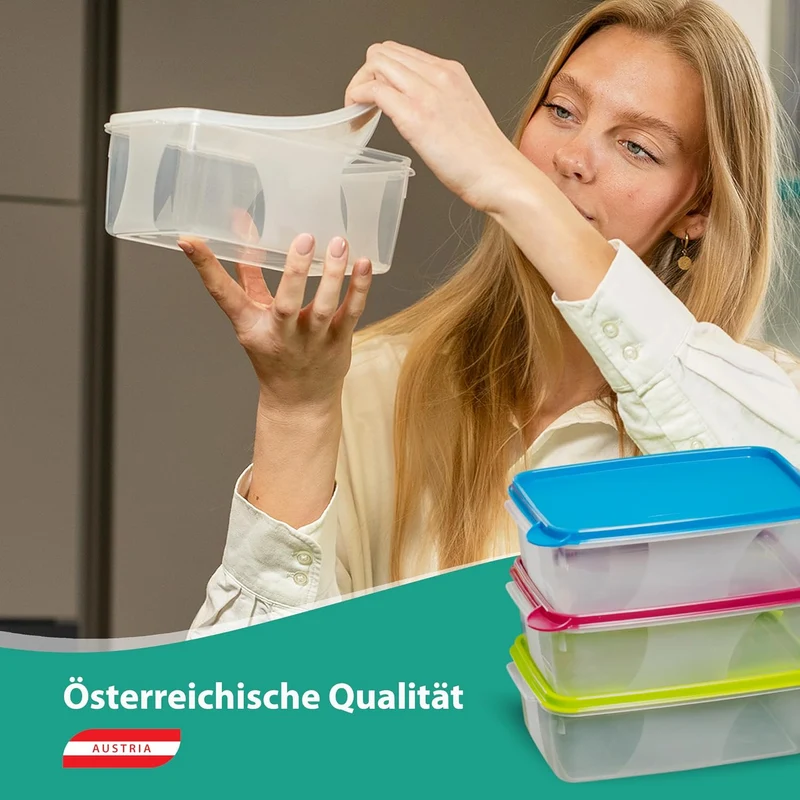 MiraHome Gefrierdosen 4x3L rechteckig grün – Vorratsdosen mit Deckel luftdicht – Transparente Frisch